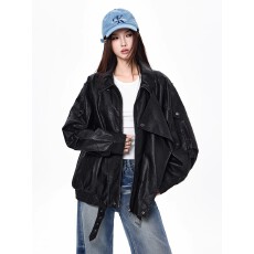 批发皮衣外套女2026<b class='q'>春</b>秋新款超火黑色酷飒风小个子高级感机车夹克