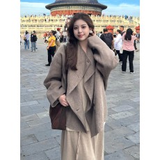 批发秋冬季新款呢子<b class='q'>大</b>衣女2026年小个子显瘦高级感毛呢外套宽松慵懒风