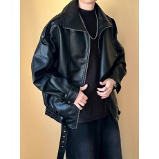 批发皮衣外套男2025<b class='q'>春</b>秋季新款男生高级感痞帅男士男款复古美式夹克