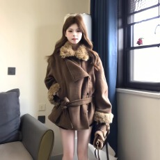 批发秋冬毛袖毛领呢子<b class='q'>大衣</b>女2025新款毛呢<b class='q'>外套</b>独特超好看加厚韩系短款