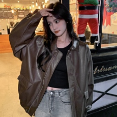 批发<b class='q'>皮衣</b>外套女2025春秋季新款小个子高级感炸街<b class='q'>机车</b>服短款复古皮夹克