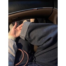 批发梨型身材深灰色毛呢休闲裤女秋冬加绒胖妹妹mm高腰宽松显瘦阔腿裤