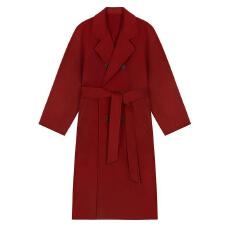 批发安可拉红毛呢大衣<b class='q'>女</b>中长款高级感简约宽松毛呢外套秋冬小个子百搭