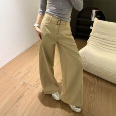 批发卡其色美式复古高腰牛仔裤阔腿2025春秋新款休闲春夏宽松显瘦拖地