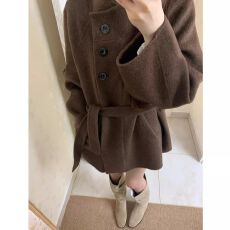批发2025冬款新款韩版毛呢大衣女高级感气质百搭韩系毛呢<b class='q'>外套</b>赫本风