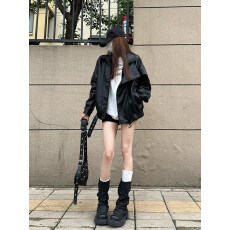 批发高级感黑色皮衣外套女2026秋季新款复古百搭小个子气质休闲皮夹克