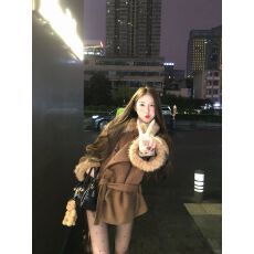 批发复古拉德毛毛高级毛呢<b class='q'>外套</b>秋冬新款宽松韩系保暖呢子大衣气质发