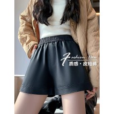 批发<b class='q'>冬</b>季PU皮短裤女2026新款外穿配靴子a字高腰显瘦秋<b class='q'>冬</b>潮牌阔腿靴裤