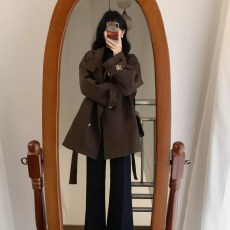 批发秋冬季新款<b class='q'>气质</b>韩系立领短款毛呢大衣小个子赫本风高级感呢子外套