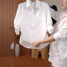 批发大码设计感2026白色短袖衬衫女早<b class='q'>春</b>新款胖MM显瘦休闲百搭翻领上衣