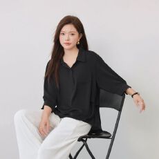 批发独特漂亮巨好看<b class='q'>大码</b>女装2026新款春夏季新款胖mm垂感开叉上衣衬衫