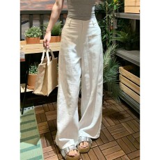 批发白色<b class='q'>棉麻</b><b class='q'>西装</b>裤女春夏2026新款高腰垂感老钱风直筒亚麻苎麻阔腿裤