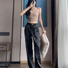 批发立体植绒醋酸缎面阔腿裤子女夏薄款2026高腰垂感休闲直筒拖地长裤
