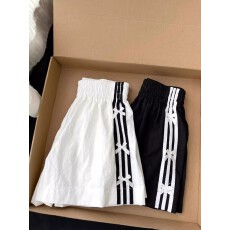 批发设计感条纹蝴蝶结休闲裤<b class='q'>女</b>松紧腰运动裤夏季新款宽松显瘦<b class='q'>短裤</b>ins