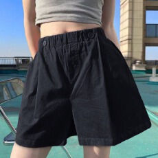批发2026年夏季休闲<b class='q'>短裤</b>女<b class='q'>大码</b>高腰纯棉宽松A字阔腿裤外穿显瘦热裤子