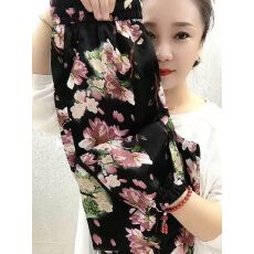 批发夏季薄款冰丝<b class='q'>休闲</b>裤女显瘦时尚束脚九分哈伦裤宽松高腰碎花凉凉裤