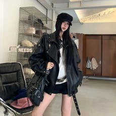 批发皮衣外套女2026秋冬<b class='q'>新款</b>黑色酷飒风宽松pu机车美式加厚内里皮<b class='q'>夹克</b>
