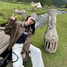 批发皮衣外套女2026新款<b class='q'>春</b>秋高级感女装黑色休闲早秋小个子机车皮夹克