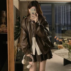 批发美拉德pu皮衣外套女2026<b class='q'>春</b>秋季新款爆款美式机车服短款夹克小个子