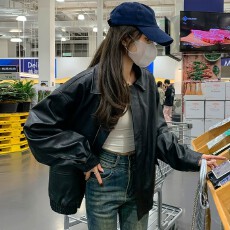 批发美拉德皮衣外套女2026秋季新款棕色流行宽松加厚<b class='q'>春</b>秋机车皮夹克潮