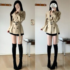 批发高级感韩版风衣外套女2026春秋<b class='q'>新款</b>英伦风小个子收腰气质短款大衣