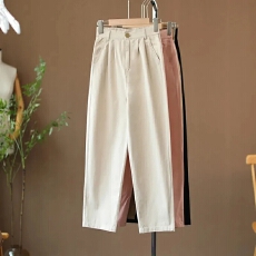 批发【100%纯棉】水洗棉显瘦百搭休闲裤女韩版春夏外穿宽松直筒<b class='q'>裤子</b>潮