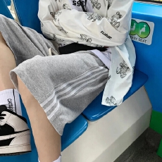 100%纯棉运动短裤男女夏季薄款高腰休闲宽松直筒阔腿五分裤