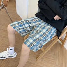 批发韩版格子五分短裤男夏季新款外穿潮流宽松薄款休闲裤子男女情侣款