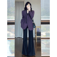 批发巨好看紫色西装外套女2025新款小个子炸街气质高级感休闲西服上衣