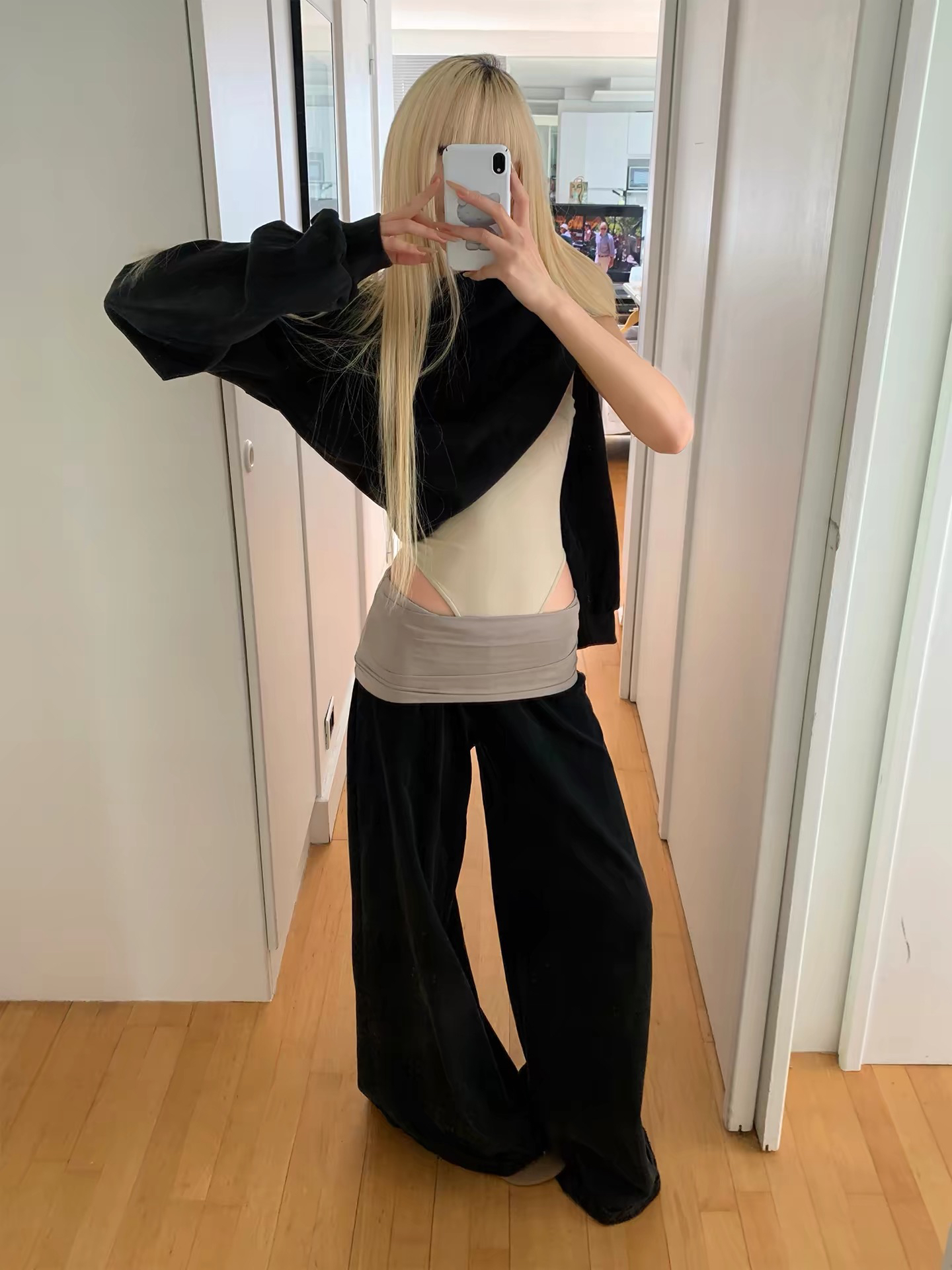 rase le sol tactical waist 패치워크 배색 와이드 레그 팬츠 루즈핏 캐주얼 느긋한 웨이 바지