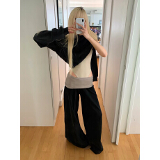 批发Rase le sol‘Tactical Waist’拼接撞色阔腿裤宽松休闲慵懒卫裤