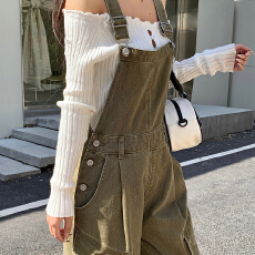 批发实拍玛莉&美式复古｜笔袋设计｜宽松工装牛仔<b class='q'>背带裤</b><b class='q'>女</b>