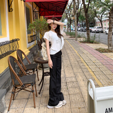 批发实拍居家百搭｜低腰修身｜飒气时髦低腰百叶西裤 常规加长