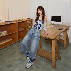 批发实拍美式复古高腰宽松直筒春<b class='q'>夏</b>百搭百七分裤牛仔裤女2026新款