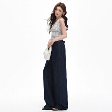 批发实拍2026新款美式腰带原牛直筒裤<b class='q'>高腰</b>阔腿牛仔裤长裤女春秋季