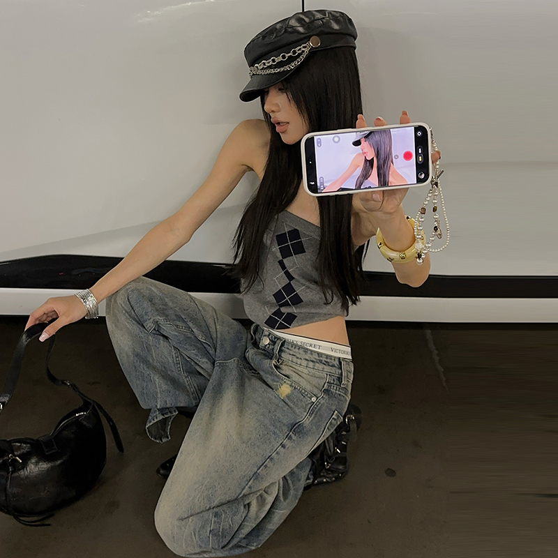 실사 아메리칸 레트로 여름 새로운 찢어진 부분 무거운 작업 워시 물 다용도 슬림해 보이는 넓은 다리 청바지 바닥 청소 바지 아이들