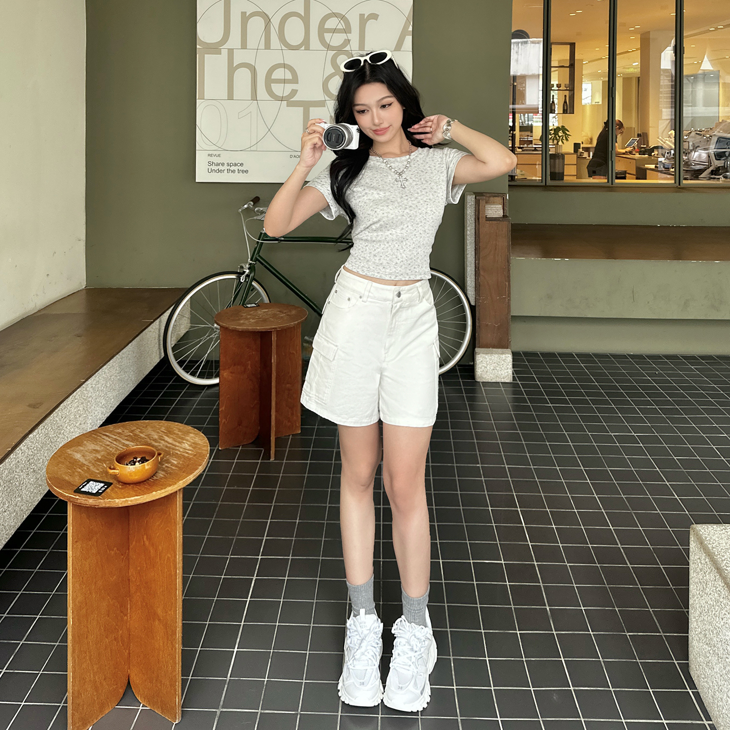 실사 아메리칸 레트로 하이웨이스트 루즈핏 와이드 레그 팬츠 주머니 워크웨어 팬츠 다용도 슬림해 보이는 오부 바지 청바지 여성