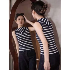 批发实拍韩系高级感不对称斜领无袖针织<b class='q'>背心女</b>夏季新款洋气通勤小上衣