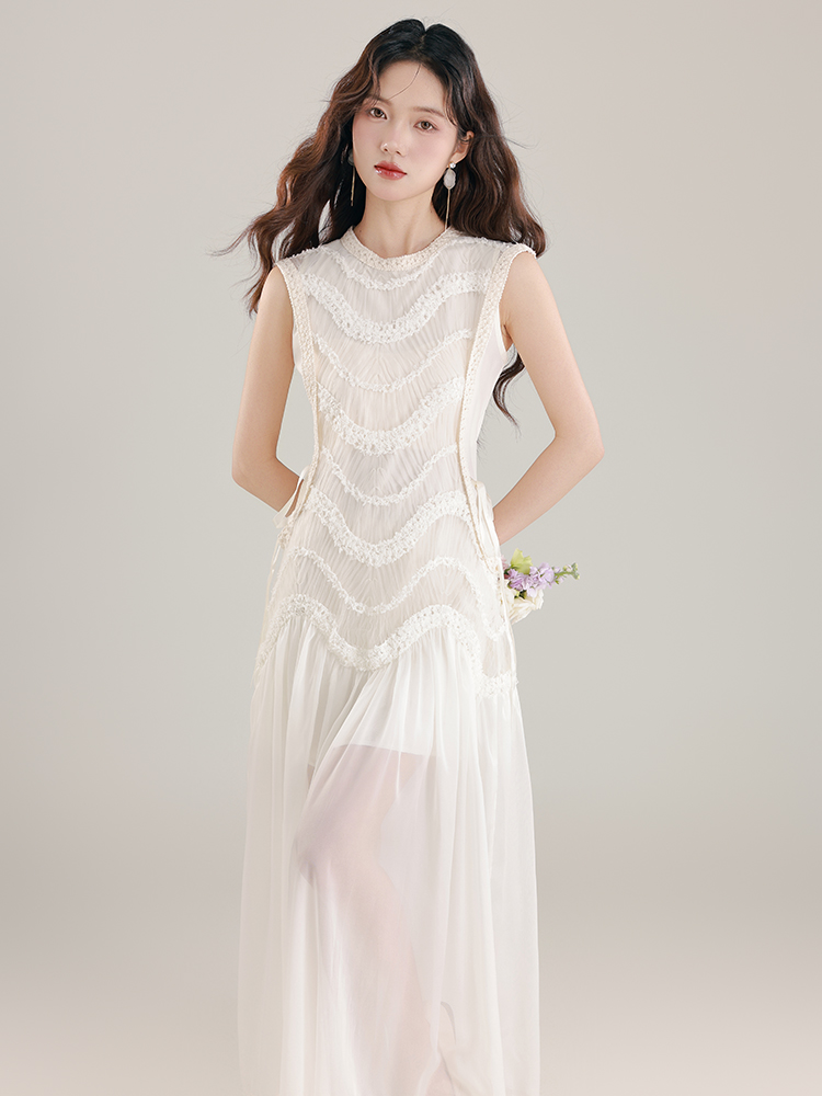 MY8802# 夏季新款法式气质重工无袖背心连衣裙女修身收腰长裙女裝貨源服裝批發