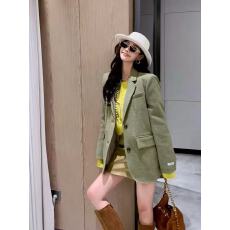 批发秋<b class='q'>冬</b>老钱风绿色西装外套女长袖翻领单排扣百搭显瘦气质休闲西装