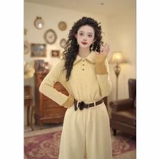 批发港风复古磨毛条纹拼色<b class='q'>T</b><b class='q'>恤</b><b class='q'>翻领</b>打底衫