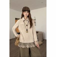 批发【暖洋洋】冬季加厚新款设计感拼接绒感毛毛打底衬衫