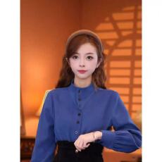 批发2025新款港味复古气质设计感秋冬长袖上衣