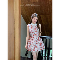 批发公主裙生日礼服<b class='q'>高端</b>轻奢小众富家千金miu系穿搭玫瑰印花<b class='q'>连衣裙</b>女