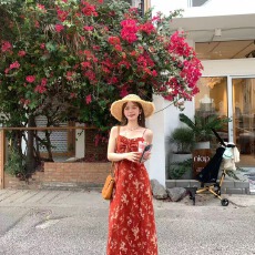 批发海洋之星 春夏新款2026气质<b class='q'>吊带</b>碎花<b class='q'>连衣裙</b>女a字长裙子