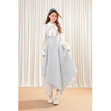 批发法式蓝色背带<b class='q'>连衣裙</b>女秋季千金小香风收腰绑带长裙时尚气质百搭