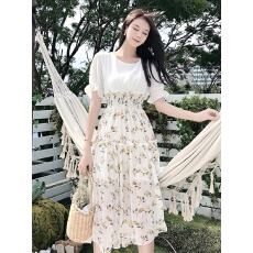 批发夏季甜美森系超仙气质<b class='q'>雪纺</b><b class='q'>连衣裙</b>子女初恋桔梗法式小众设计感显瘦
