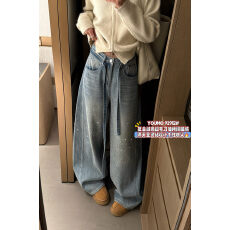 批发轻奢风满天星<b class='q'>烫钻</b>复合阔腿裤设计感<b class='q'>牛仔裤</b>