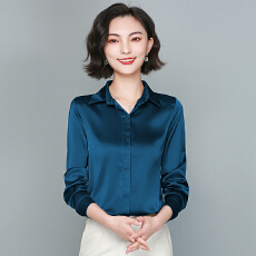 批发实拍2025春秋新款气质感轻奢设计感小众气质百搭长袖仿<b class='q'>真丝</b><b class='q'>衬衫</b>