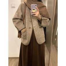 批发2025春秋冬季新款爆款穿搭高级感韩系小香风双面呢外套+半身裙